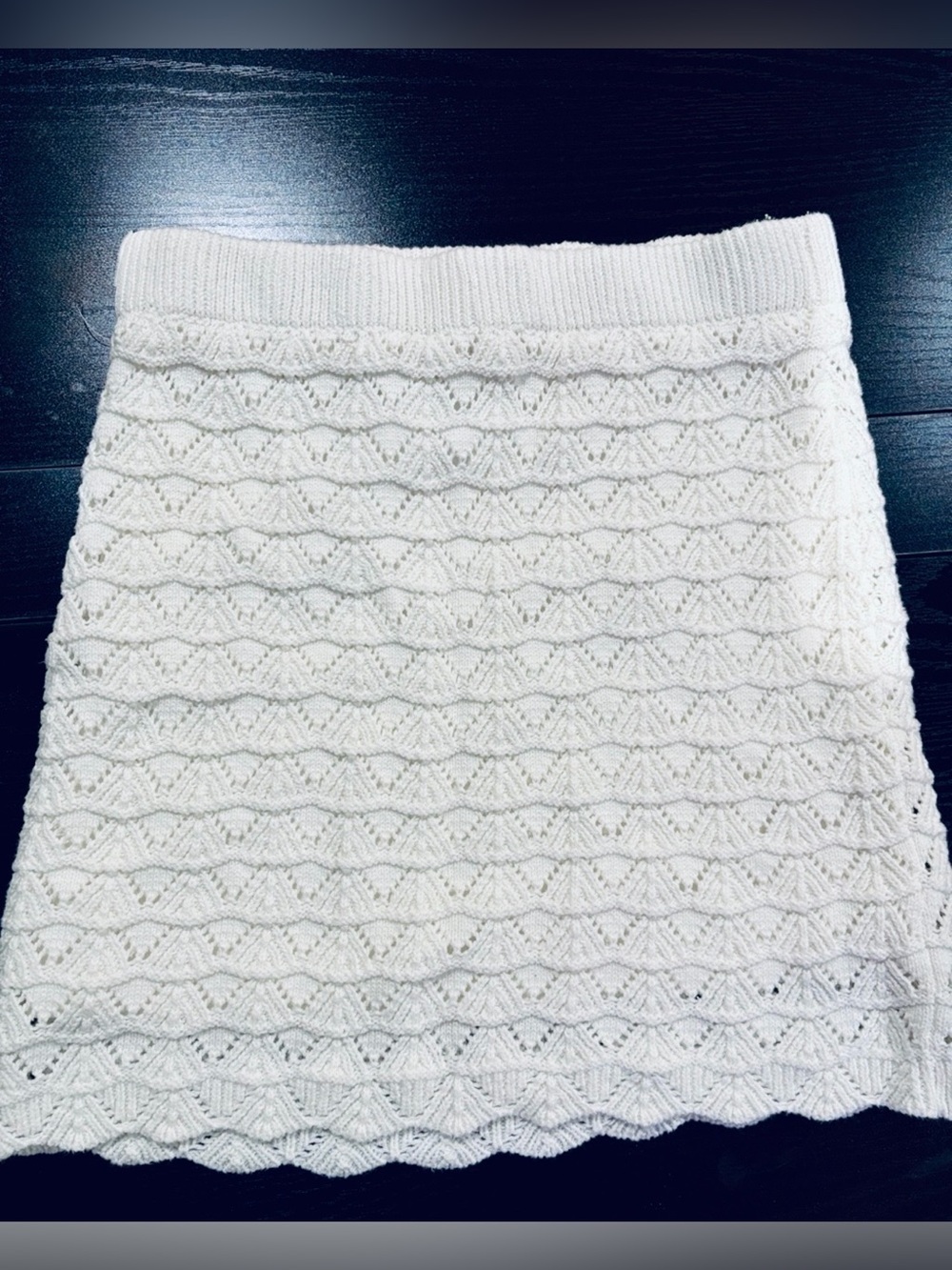 Hippie Rose White Crochet Knit Lace Short Pattern Skirt Sz Small NWOT